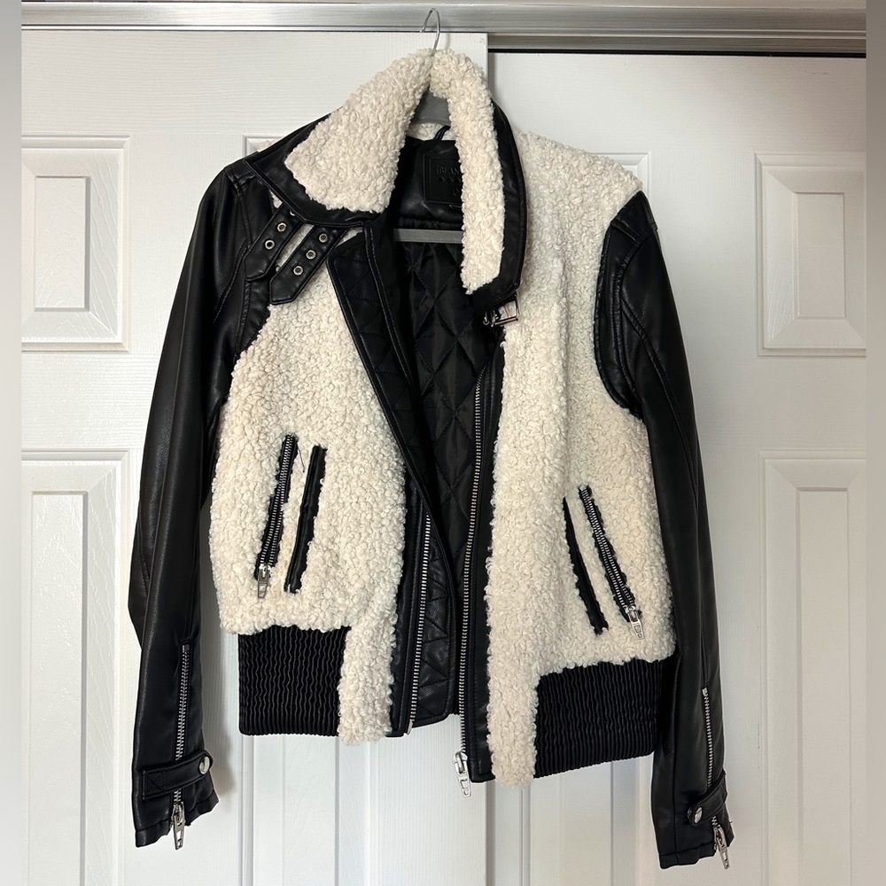 Blank NYC Cream Sherpa Leather Jacket